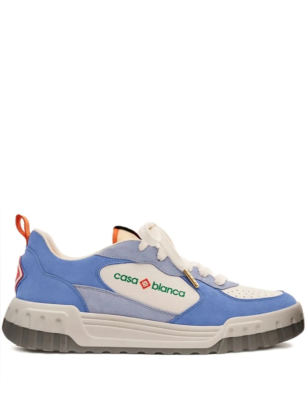 Casablanca White & Blue Suede Court Sneakers